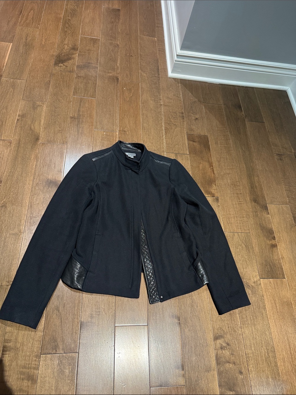 Vince Black Textured Moto-Inspired Blazer